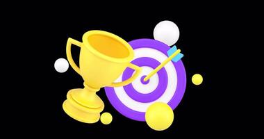 Target success business productivity 3d icon animation loop with alpha channel video