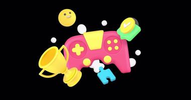 Virtual gaming championship 3d icon animation loop with alpha channel video