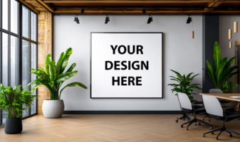 Frame mockup in modern office for artwork display and design portfolio psd