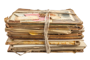 Old Stack of Vintage Papers Bound with Twine png