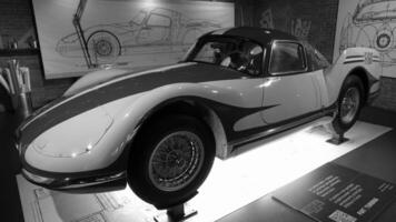 Turin, Italy - June 20, 2021. a glimpse of an antique automobile sports at the Automobile Museum. photo