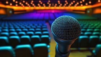 Professional microphone with colorful background photo