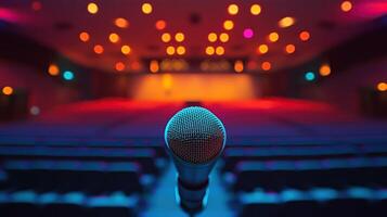 Professional microphone with colorful background photo