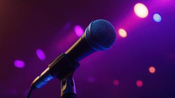 Professional microphone with colorful background photo