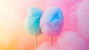 Colorful cotton candy in soft pastel color background photo