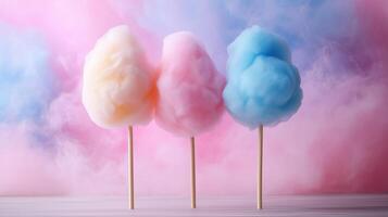 Colorful cotton candy in soft pastel color background photo
