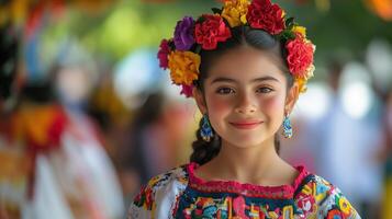 Mexican girl with traditional clothes photo