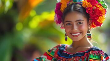 Mexican girl with traditional clothes photo