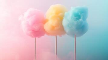 Colorful cotton candy in soft pastel color background photo