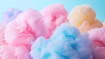 Colorful cotton candy in soft pastel color background photo