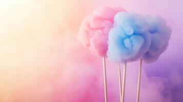 Colorful cotton candy in soft pastel color background photo