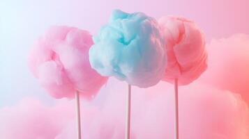 Colorful cotton candy in soft pastel color background photo