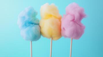 Colorful cotton candy in soft pastel color background photo