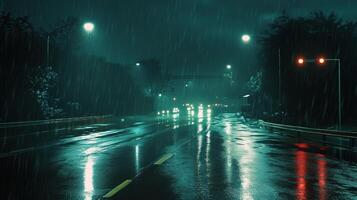 rainy road night photo