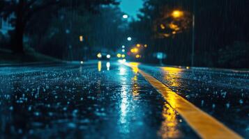 rainy road night photo