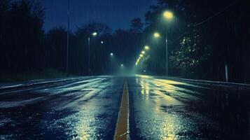 rainy road night photo