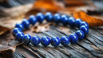 Lapis lazuli bracelet with copy space photo