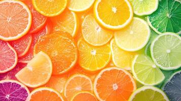 Colorful rainbow citrus fruit design background. photo