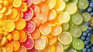 Colorful rainbow citrus fruit design background. photo