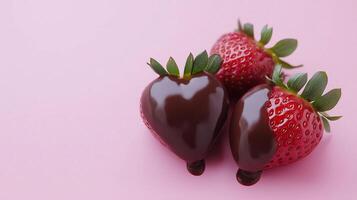Chocolate covered strawberries. Decorative confection candy. photo