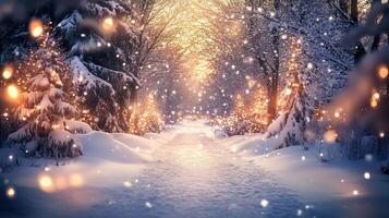 Snow covered winter wonderland. photo