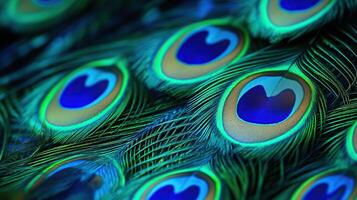 Closeup of Peacock Feathers photo