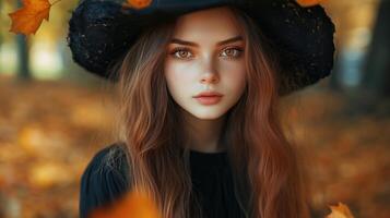Portrait of a Halloween witch. photo