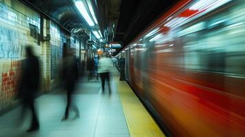 Abstract subway station. Moving fast in a blur. photo