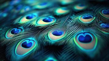 Closeup of Peacock Feathers photo
