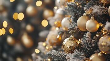 Close-up of an elegantly decorated Christmas tree photo