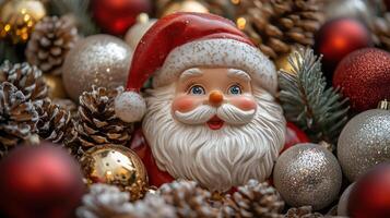 Close-up of a festive Santa figurine photo