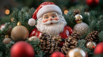Close-up of a festive Santa figurine photo