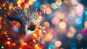 Close-up of a glittering masquerade mask photo