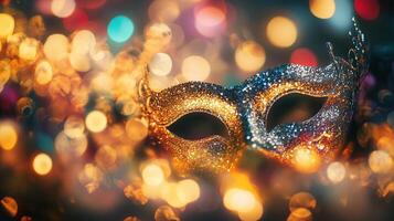 Close-up of a glittering masquerade mask photo