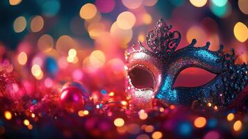 Close-up of a glittering masquerade mask photo