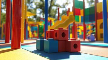 Colorful playground with building blocks photo