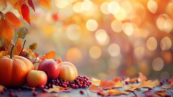 Festive autumn arrangement featuring small pumpkins photo