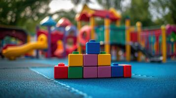 Colorful playground with building blocks photo