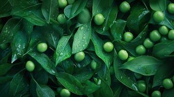 Fresh Green Peas and Leaves Texture photo