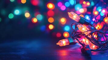 Abstract strand of color Christmas lights. photo