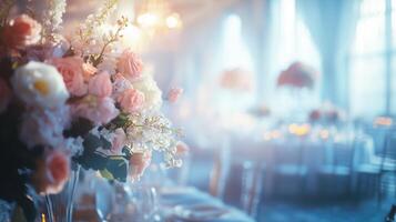 Dreamy abstract interior at a wedding reception. photo