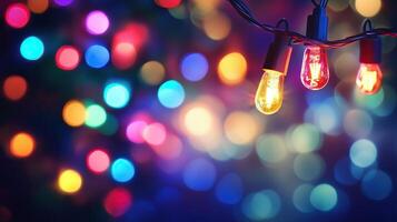 Abstract strand of color Christmas lights. photo