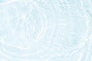Bluewater waves on the surface ripples blurred. Defocus blurred transparent blue colored clear calm water surface texture with splash and bubbles. Water waves with shining pattern texture background. photo