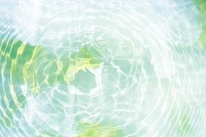 Bluewater waves on the surface ripples blurred. Defocus blurred transparent blue colored clear calm water surface texture with splash and bubbles. Water waves with shining pattern texture background. photo