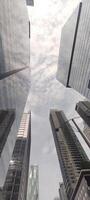 Skyscrapers view from below, urban architecture of the metropolis photo