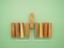 Top view of empty nine wooden blocks isolated on a green background. Concept of planning, strategy, and risk and in business. Space for text photo