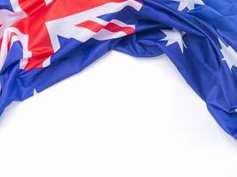 Part of the Australian flag is isolated on white background. Top view. Space for text photo