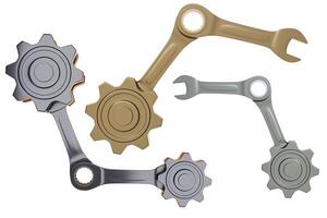 gear and wrench Troubleshooting concepts and supporting technicians with cogwheels 3D clipping path illustration renderer photo