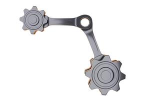 gear and wrench Troubleshooting concepts and supporting technicians with cogwheels 3D clipping path illustration renderer photo