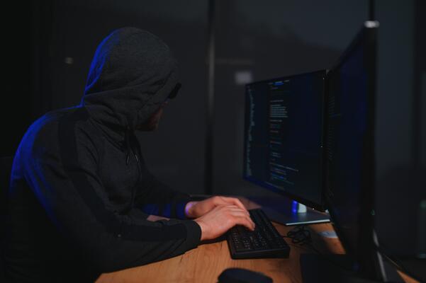 Programmer or computer hacker typing code